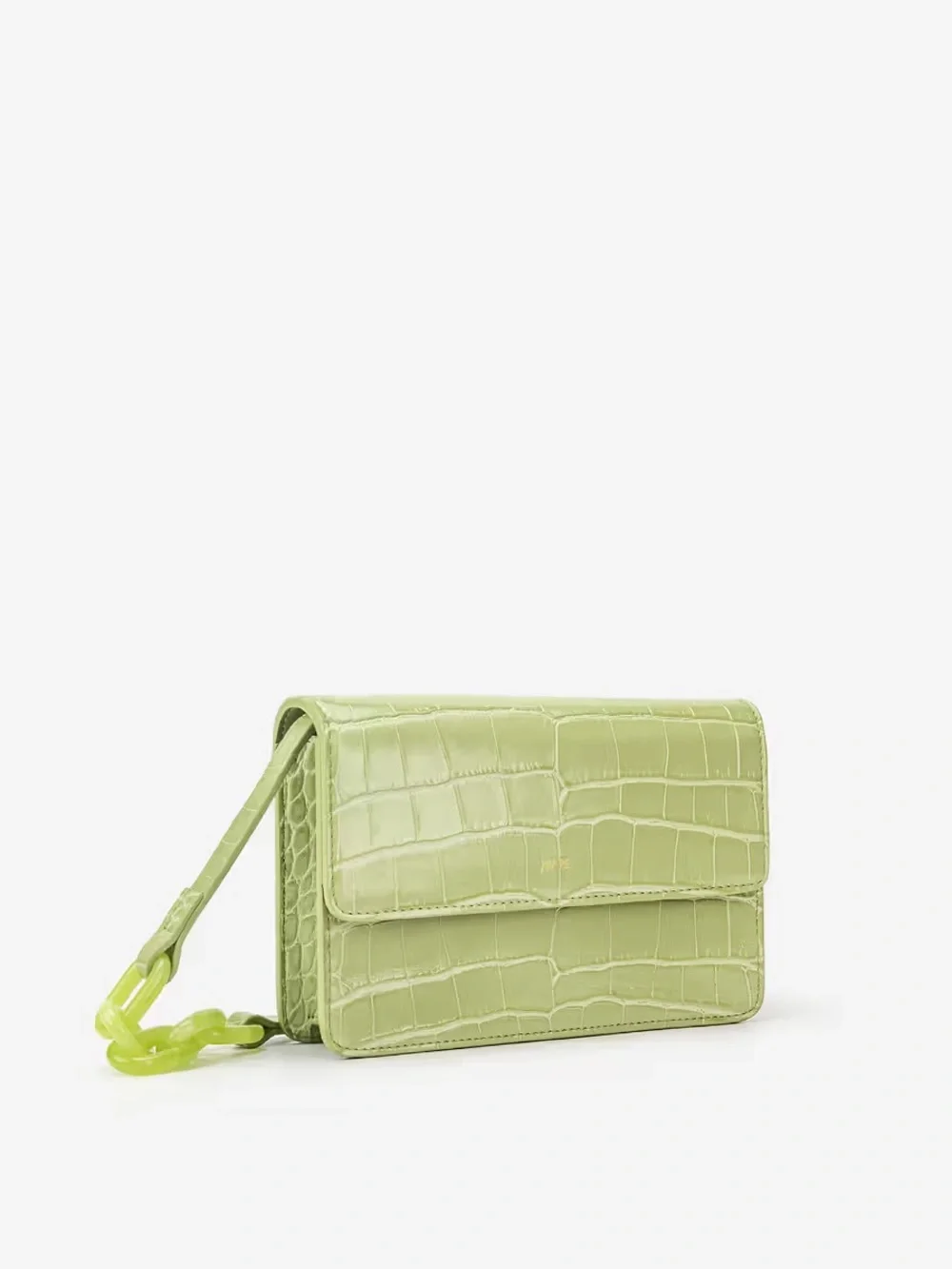 New J.W PEI Julia Acrylic Chain Crossbody Bag Lime Croc-Embossed Crossbody Bag